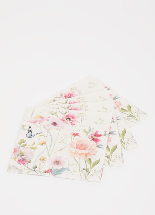 Ihr Ideal Home Living Wildflowers servetten 25 x 25 cm - voorkant 2 lichtroze