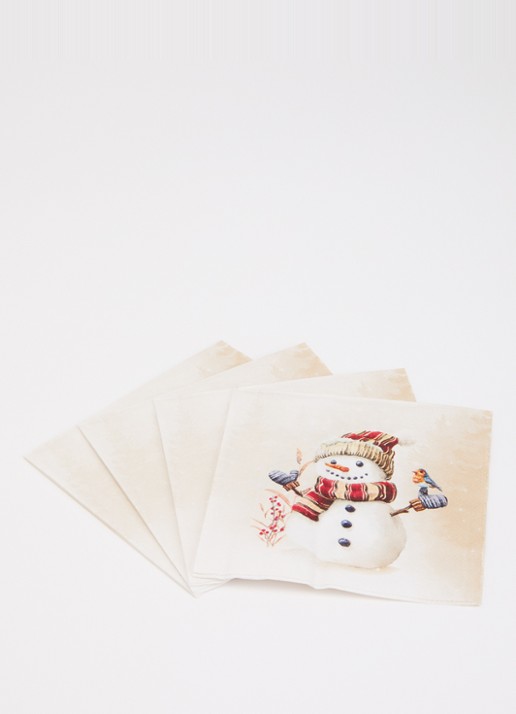 Ihr Ideal Home Oscar The Snowman servetten 33 x 33 cm - voorkant 2 beige