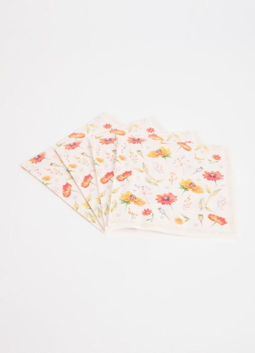 Ihr Ideal Home Soft Sunset Flowers servetten - voorkant 2 creme