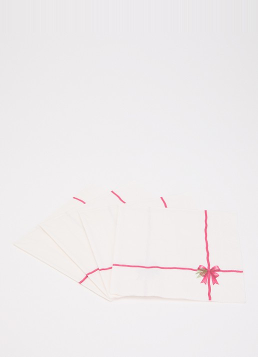 Ihr Ideal Home Tiny Present Bow servetten 33 x 33 cm - voorkant 2 creme