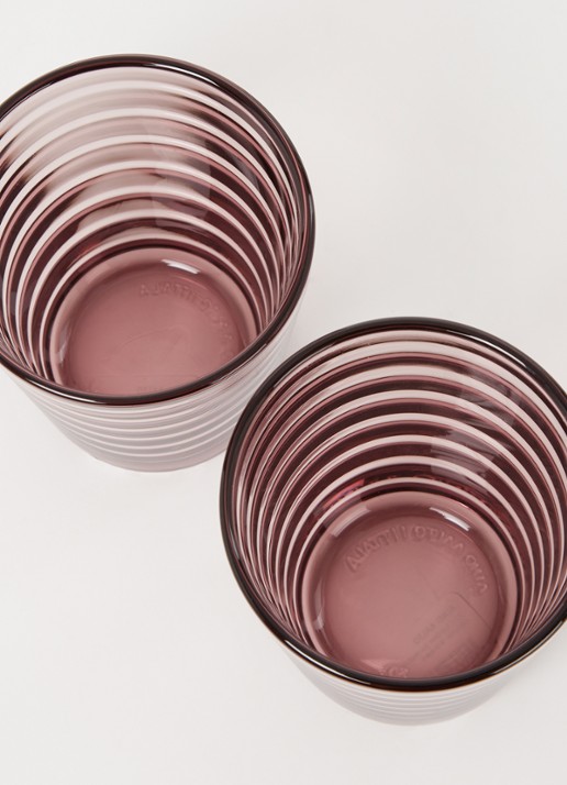 Iittala Aino Aalto drinkglas 22 cl set van 2 - voorkant 2 donkerroze