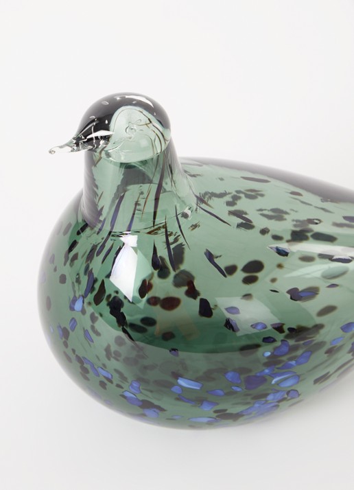 Iittala Birds By Toikka Reed Warbler vogel van glas 13 cm - voorkant 2 donkergroen