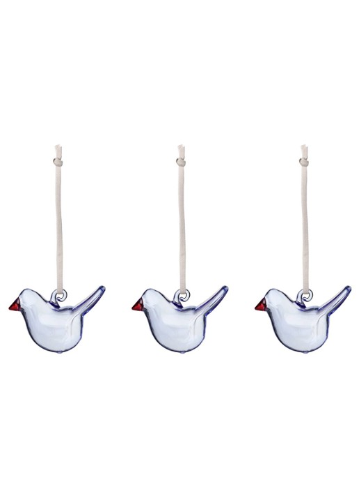 Iittala Oiva Toikka hanger van glas set van 3 - voorkant 2 blauw