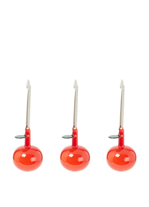 Iittala Oiva Toikka Lasiomena kersthanger 9 cm set van 3 - voorkant rood