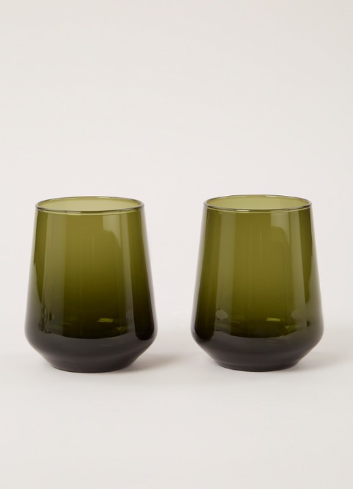 Iittala Waterglas 35 cl set van 2 - voorkant 2 donkergroen
