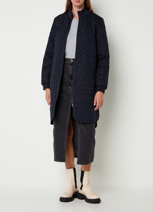 Ilse Jacobsen Gewatteerd jack met quilt patroon en steekzakken - voorkant 2 donkerblauw