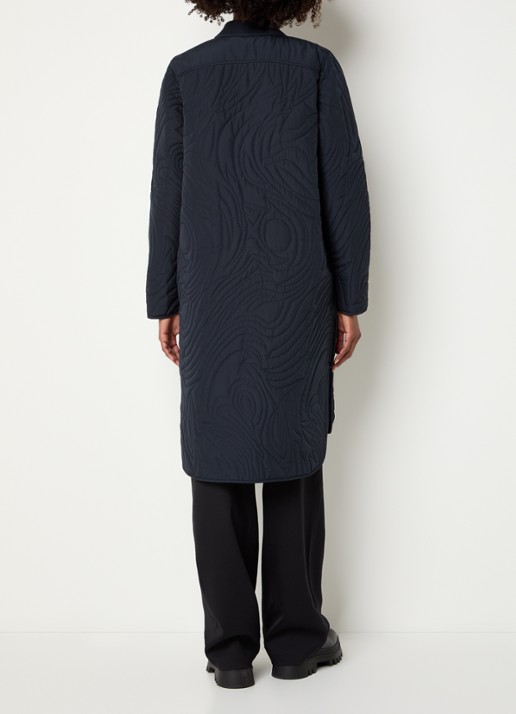 Ilse Jacobsen Gewatteerde jas met quilt patroon en steekzakken - achterkant donkerblauw