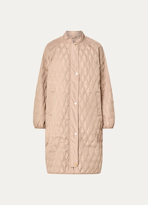 Ilse Jacobsen Gewatteerde jas met quilt patroon en steekzakken - voorkant 3 camel