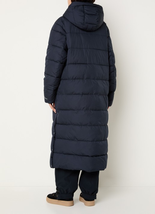 Ilse Jacobsen Longline puffer jack met capuchon - achterkant 2 donkerblauw