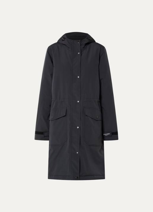 Ilse Jacobsen Longline regenjas met klepzakken - voorkant 3 zwart