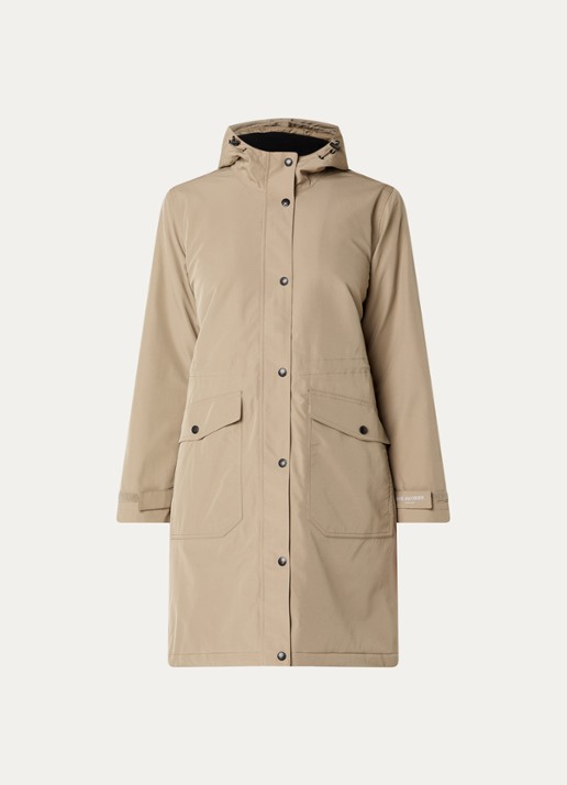Ilse Jacobsen Longline regenjas met klepzakken - voorkant 3 donkerkhaki