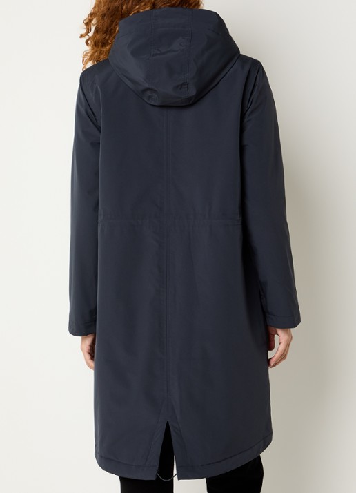 Ilse Jacobsen Longline regenjas met klepzakken - achterkant 3 donkerblauw