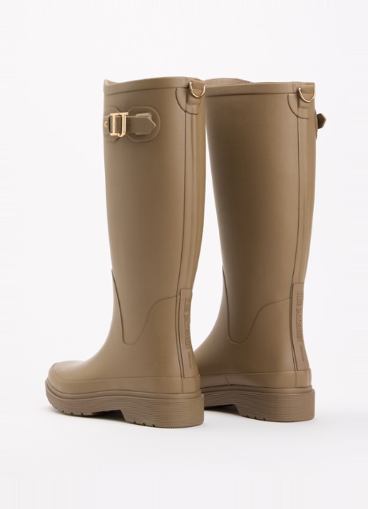 Ilse Jacobsen Neo regenlaars met gespdetail - achterkant 2 donkerbeige