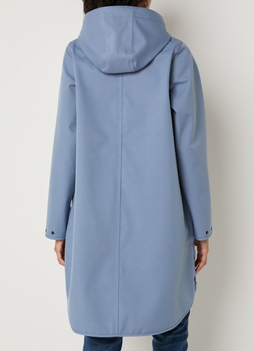 Ilse Jacobsen Rain128 softshell regenjas met afneembare capuchon - achterkant 4 staalblauw