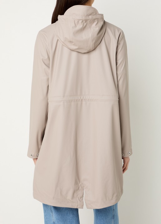Ilse Jacobsen Regenjas met capuchon en steekzakken - achterkant beige