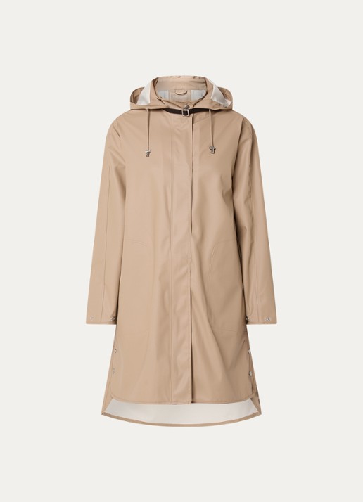 Ilse Jacobsen Regenjas met capuchon en steekzakken - voorkant 3 beige