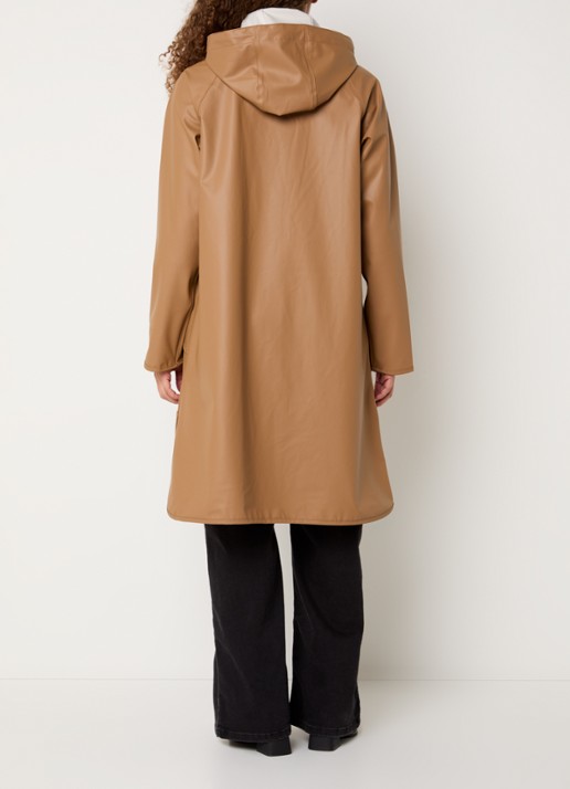 Ilse Jacobsen Regenjas met capuchon en steekzakken - achterkant cognac