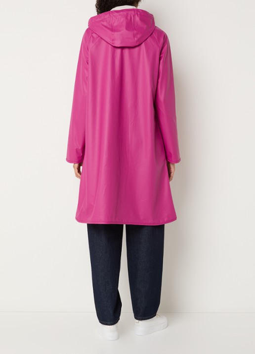 Ilse Jacobsen Regenjas met capuchon en steekzakken - achterkant 4 fuchsia