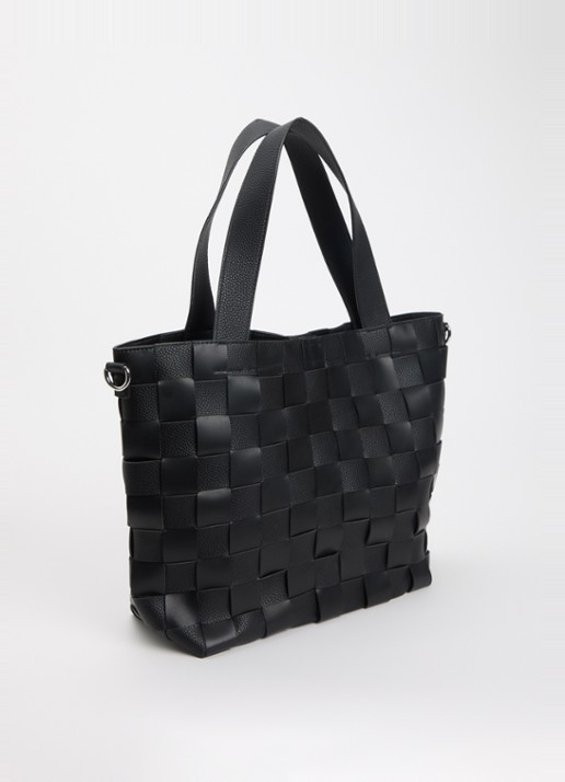 Ilse Jacobsen Shopper met gevlochten detail - achterkant 5 zwart