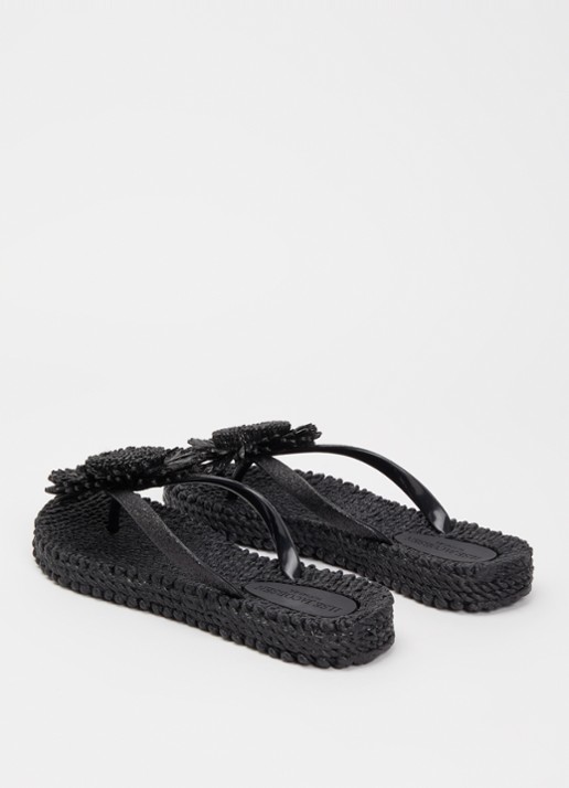 Ilse Jacobsen Slipper met glitter en applicatie - achterkant 5 zwart
