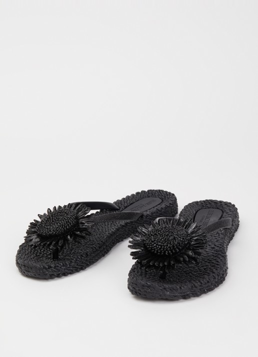 Ilse Jacobsen Slipper met glitter en applicatie - detail zwart