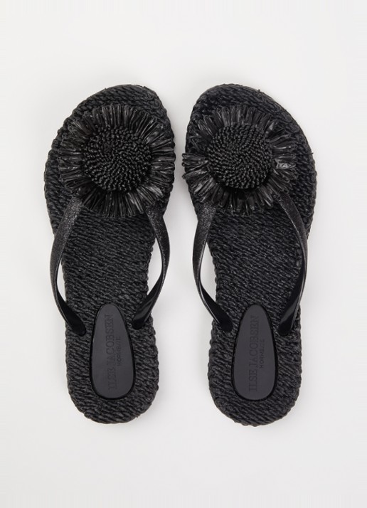 Ilse Jacobsen Slipper met glitter en applicatie - detail 2 zwart