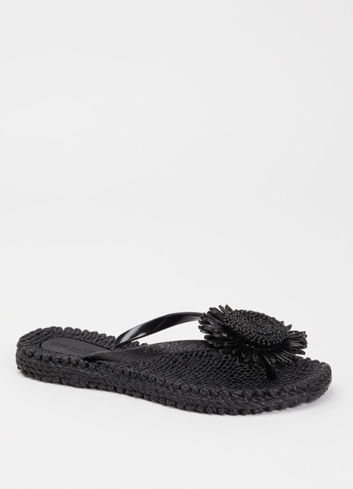 Ilse Jacobsen Slipper met glitter en applicatie - voorkant 4 zwart