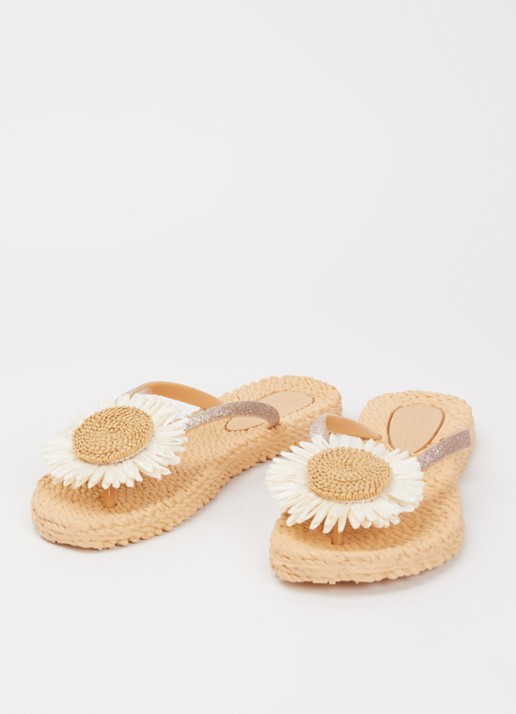 Ilse Jacobsen Slipper met glitter en applicatie - detail beige