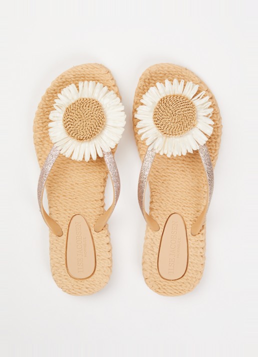 Ilse Jacobsen Slipper met glitter en applicatie - detail 2 beige