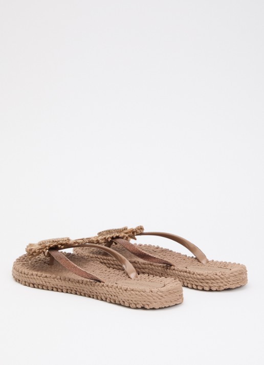 Ilse Jacobsen Slipper met glitter en applicatie - achterkant 4 lichtbruin