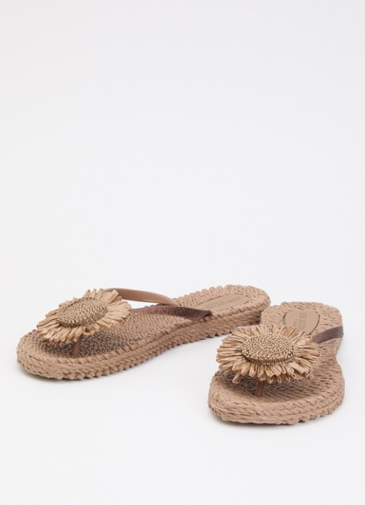 Ilse Jacobsen Slipper met glitter en applicatie - detail lichtbruin