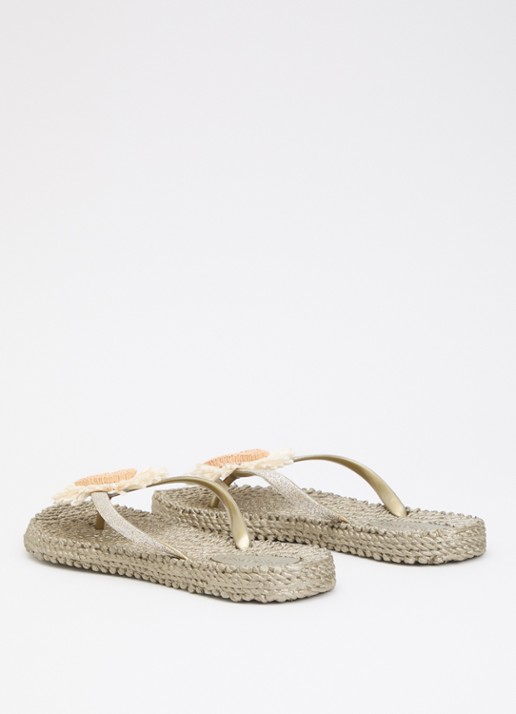 Ilse Jacobsen Slipper met glitter en applicatie - achterkant 5 donkerbeige