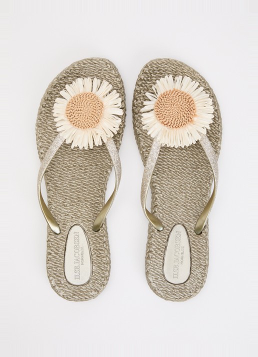 Ilse Jacobsen Slipper met glitter en applicatie - detail 2 donkerbeige