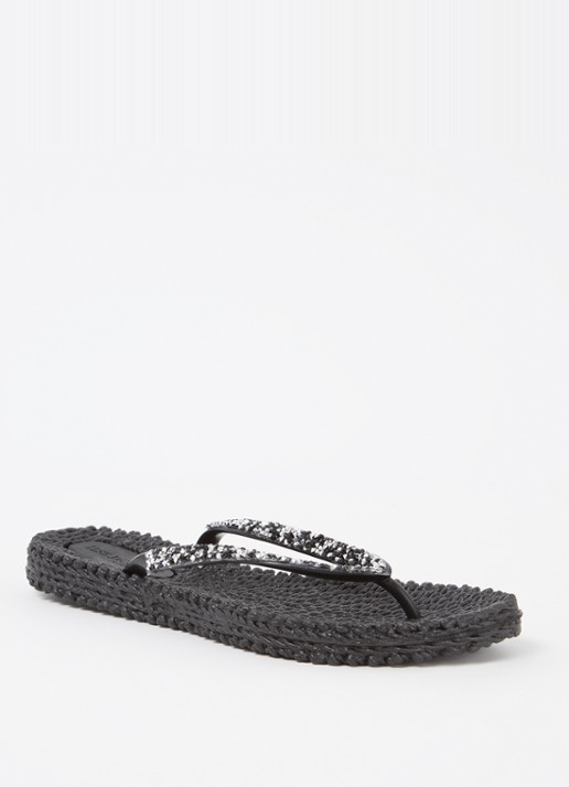 Ilse Jacobsen Slipper met glitter - voorkant 2 zwart