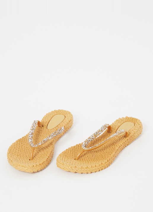 Ilse Jacobsen Slipper met glitter - detail mosterd