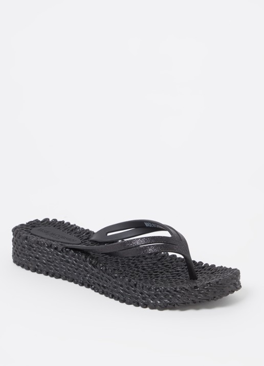Ilse Jacobsen Slipper met glitter - voorkant zwart