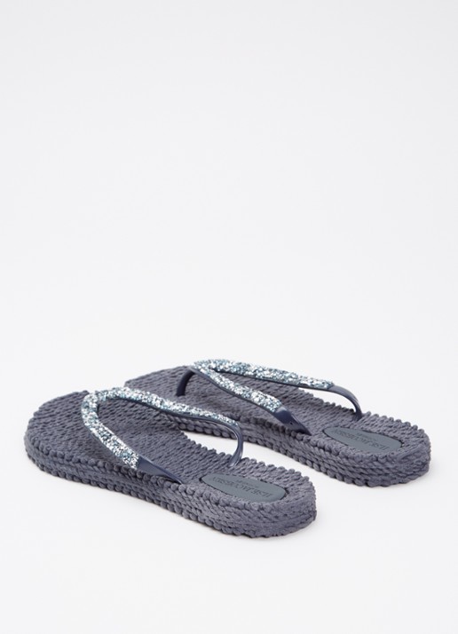 Ilse Jacobsen Slipper met glitter - achterkant donkergrijs