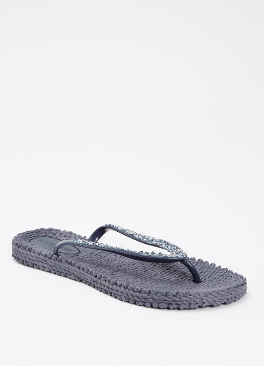 Ilse Jacobsen Slipper met glitter - voorkant 2 donkergrijs
