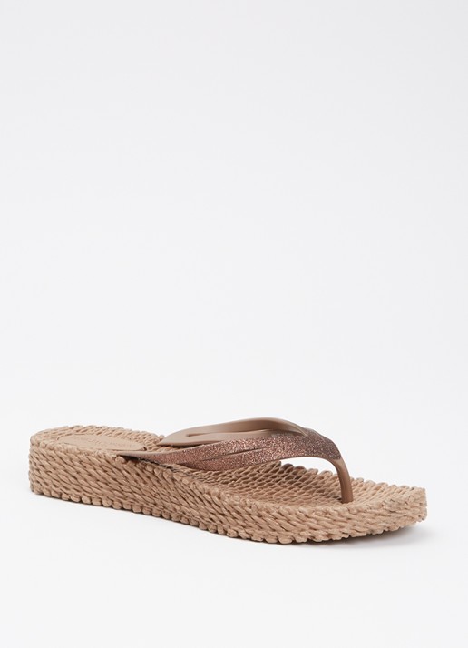 Ilse Jacobsen Slipper met glitter - voorkant 2 lichtbruin