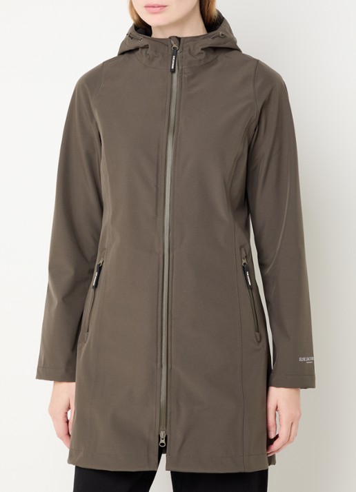 Ilse Jacobsen Softshell jack met capuchon en ritszakken - detail 3 bronsgroen