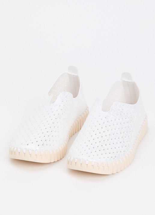 Ilse Jacobsen Tulip slip-on met metallic details - detail wit