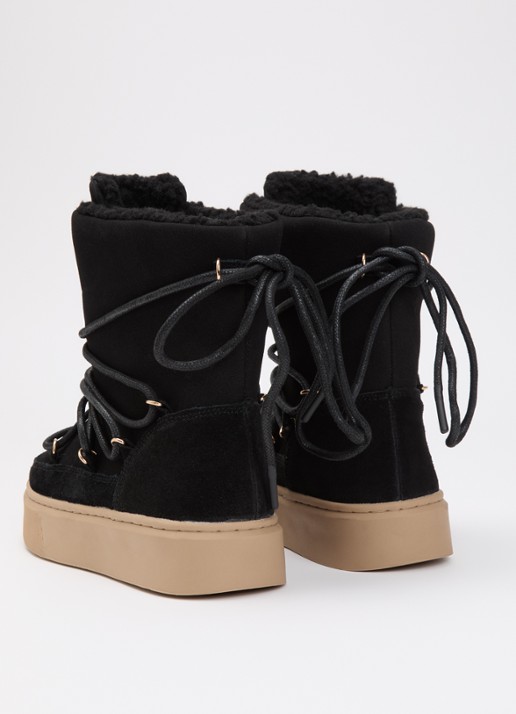 Ilse Jacobsen Warm Winter snowboot van suède  - achterkant zwart