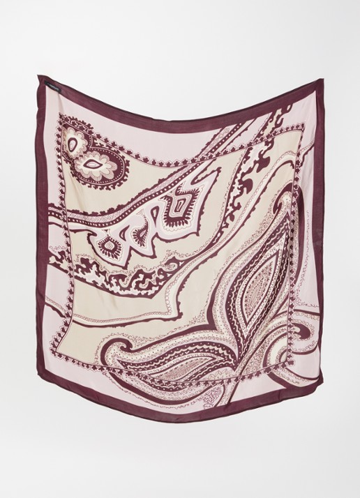 Summum Dames Sjaal met print 70 x 70 cm in de kleur Paars, maat: ONE SIZE