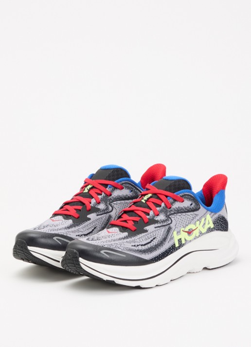 HOKA Jongens Clifton 10 sneaker met mesh details in de kleur Grijsmele, maat: 39 1/3