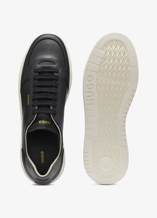 HUGO Heren Sneaker van leer met logo in de kleur Black-002 / Zwart