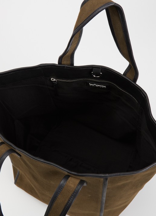 Bellerose Dames Shopper van suède met leren details in de kleur Donkerbeige
