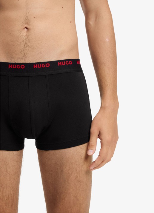 HUGO Heren Set van vijf korte boxershorts met logotailleband van stretchkatoen in de kleur Rood