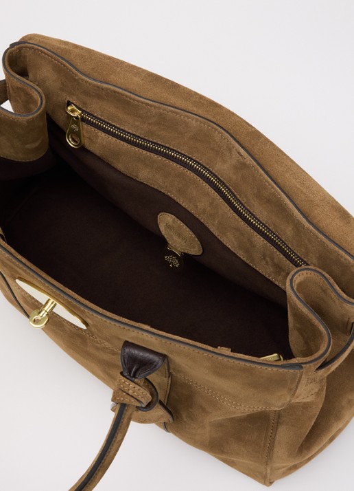 Mulberry Dames Bayswater schoudertas van suède met logo in de kleur Mosgroen, maat: No Size