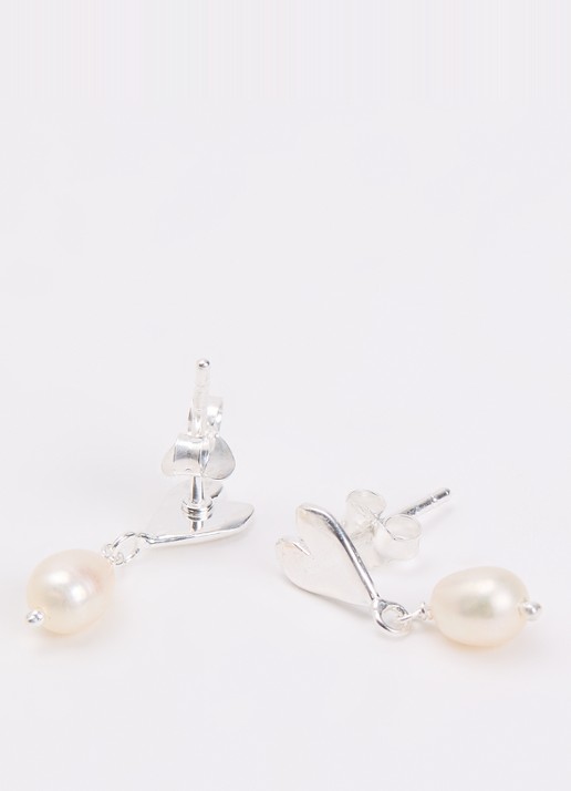 Bibi Camille Meisjes Heart Pearl oorstekers van zilver in de kleur Zilver, maat: OS