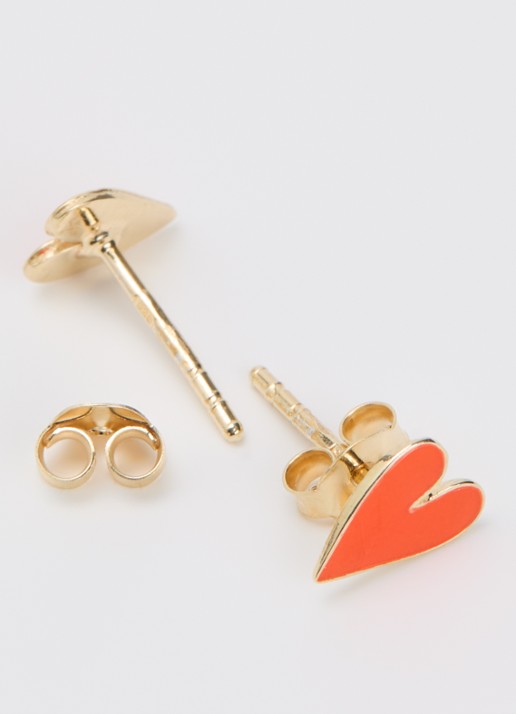 Bibi Camille Meisjes Mini Heart oorknopjes verguld in de kleur Koraal, maat: OS